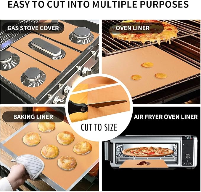 Copper Grill Mats for Outdoor Grill Set of 6 - Nonstick Reusable Barbecue Matt Pad for BBQ Grilling Cooking (Copper 6pcs)