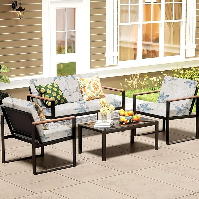 14Pcs Patio Cushion Covers, Outdoor Stretch Cushion Covers, Washable | Stretch Fit, Replacement, Washable and Reusable Furniture Protectors, Fits most patio furniture cushion covers, Cover Only