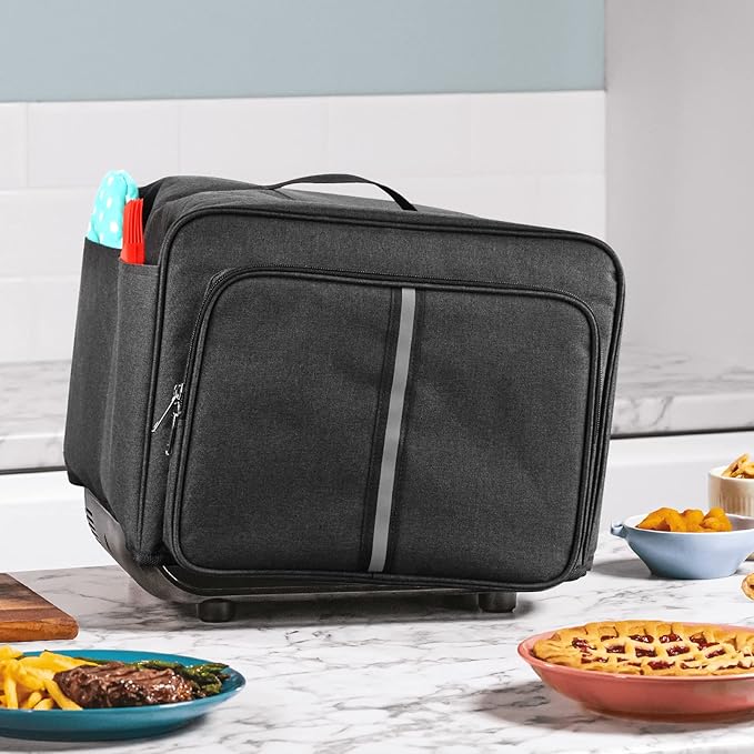 Dustproof 5 in 1 Cover with Storage Bag Compatible with Ninja Foodi Grill AG301, AG302, AG400, Front Storage Bag and Side Insert Bag, Dustproof Cover for Ninja Foodi (Dark Grey)