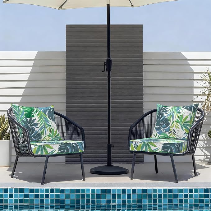DYTXIII Outdoor Deep Seat Cushion Set, Water Repellent 22"x22" Patio Thick Cushions Replacement with Seat & Back Pillow for Patio Sofa, Wicker Chair, Couch - Islamorada Blue Green