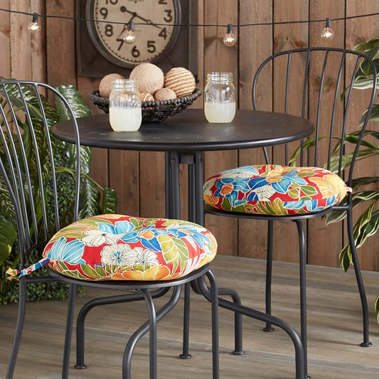 Greendale Home Fashions Aloha Crimson Outdoor 15-inch Bistro Seat Cushion, Set of 2