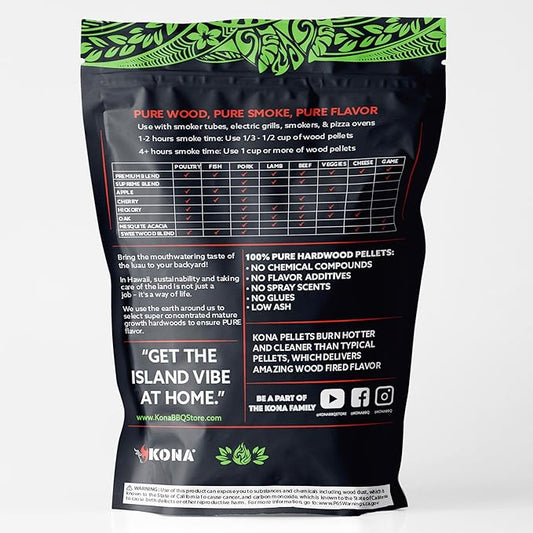 Kona 100% Apple Wood Pellets - Concentrated, Pure, Old Growth Hardwood Grilling Pellets - for BBQ, Smoker Tubes, Grills - 8 lbs 100% Apple