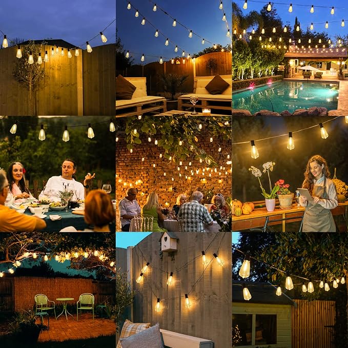 50FT Outdoor String Lights 27 Bulbs, Waterproof Patio Lights (Pack of 2)