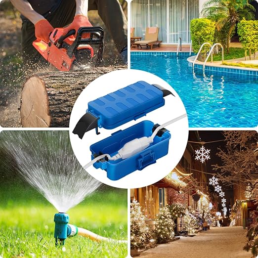 Flemoon 2 Pack IP55 Small Outdoor Electrical Box Waterproof for Power Strip | Inner 5.9 x 3.2 x 1.8inch, Extension Cord Cover with Detachable Awning Covers for Plug, Outlet, Holiday Lights, Blue