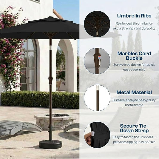 10FT Patio Umbrella, 2 Tier Outdoor Table Umbrella, Large Vented Market Umbrellas with Push Button Tilt and Crank, 8 Sturdy Ribs for Backyard, Deck, Pool, UPF50+ UV Protection