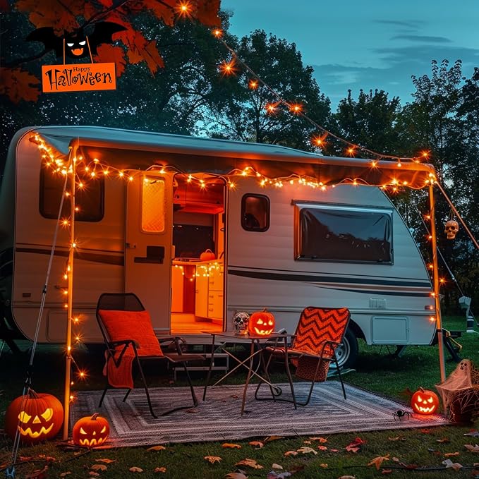 JMEXSUSS 400 LED Orange Lights for Halloween Decor, Plug in with Remote | 132ft Orange String Lights Indoor Outdoor, Fall Lights for Living Room Garden Patio Party Haunted House Tree Decorations