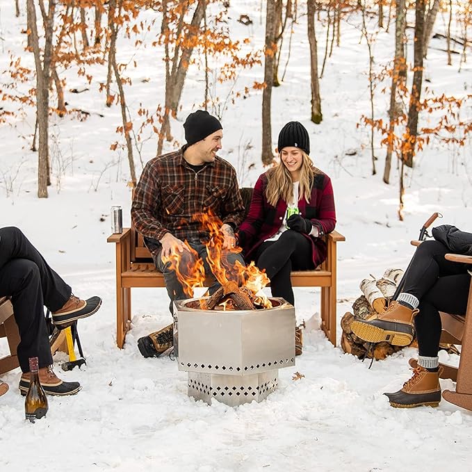 Dragonfire Portable Smokeless Firepit, Accessories Included: Grill, Base Stand, Carrying Case. Wood Pellet/Log Burning Outdoor Fire Pit. Stainless Steel, 22 Inch, Nesting Base for Compact Storage.