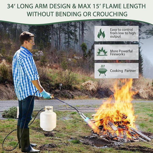 ARTFLAMM Portable Propane Torch Weed Burner Kit with Storage Bag, High Output BTUs Flamethrower with 10 FT Hose, Self Igniter Weed Flame Torch for Campfires,Roofing,Melting Snow Ice