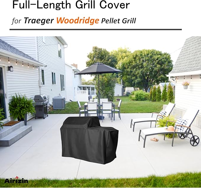 Full-Length Grill Cover for Traeger Woodridge Pellet Grill TFB86MLH,for BAC761 Woodridge Grill Cover Accessory,52" L x 27" W x 46" H