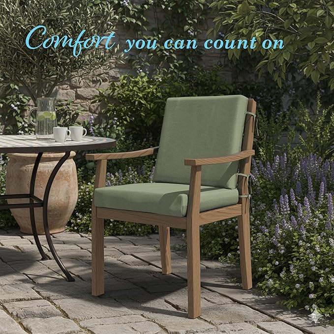 California Umbrella Outdoor Dining Chair, Patio Seat Cushion, 20 x 40 Inch, Premium Outdoor Memory Foam, Fade Resistant Sunbrella Fabric, Fabric Ties,Spa