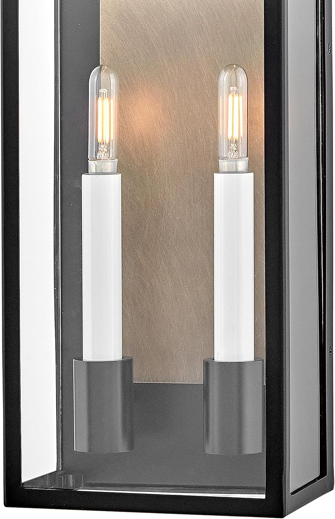 Hinkley Campbell Medium Outdoor Wall Mount Lantern, Black/Burnished Bronze
