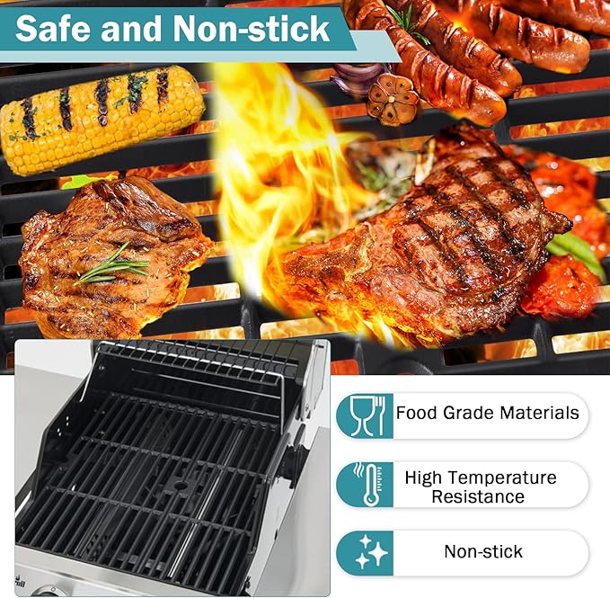 Criditpid 18 Inch Grill Grates for Charbroil Performance 2 Burner 463625217 463673519 Replacement Parts, Cast Iron Grill Cooking Grate for Char-Broil G470-0002-W1, G470-0003-W1, 463625219, 463673517