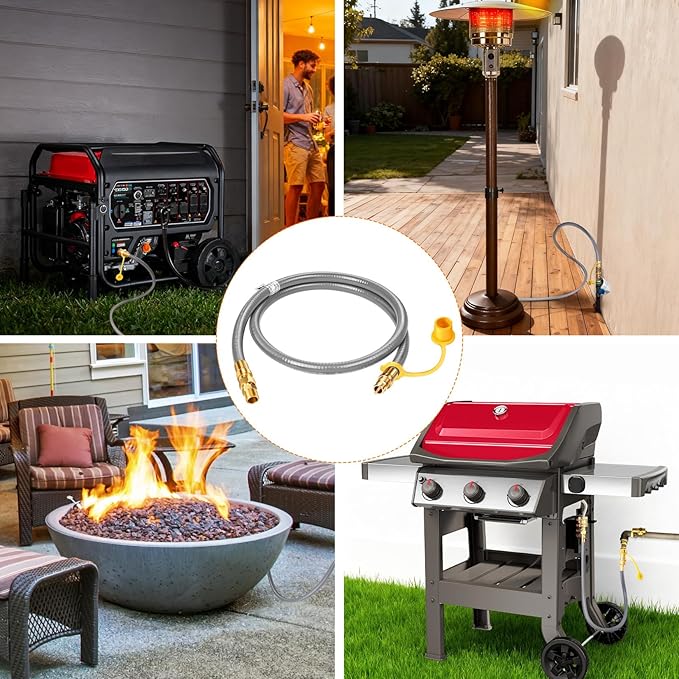 GasSaf 4FT 3/8" ID Natural Gas Hose, Natural Gas Grill Hose with Connect Fitting Suitable for Weber Grills, Blackstone Griddles, Generator, Patio Heater - CSA Certified
