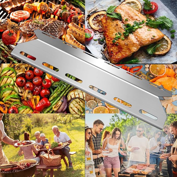 5 PC Heat Shield Tent Plate 17 5/16" Replacement for Charmglow 720-0234 | Zemibi BBQ Repair Kits for Nexgrill 720-0033 720-0234 720-0289 Gas Grill Models, Stainless Steel BBQ Burner Cover