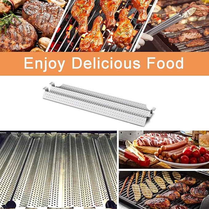 4 PC Heat Plate Tent Shield Replacement for Viking VGBQ 30 in T Series, VGBQ 41 in T Series, VGBQ 53 in T Series, VGBQ30, VGBQ41, VGBQ53, BBQ Parts Burner Cover Flame Tamer, Stainless Steel, 23 1/8"