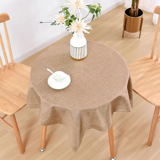 Wolkemer Faux Linen Small Square Tablecloth Heavy Duty Wrinkle Resistant Fabric Table Cloths 36 x 36 Inch Flaxen Coffee Table Cover for Kitchen Dining Indoor Outdoor Tabletop Decoration