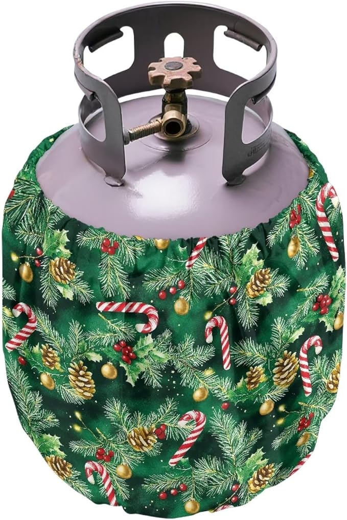 Xmas Tree Propane Tank Cover 20lb Christmas Gas Tank Cylinder Cover for All Season Heavy Duty RV Gas Cylinder Protector for Outdoor Gift for Holiday