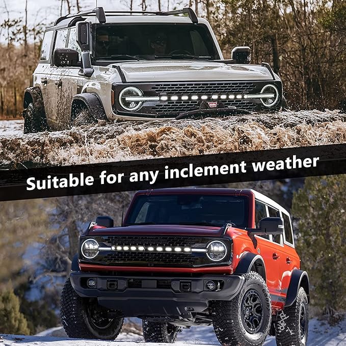 Grille Light Strip for Ford Bronco 2021 2022, Bronco Accessories, Hood Grille LED Dynamic Lights (Zebra Crossing Style)