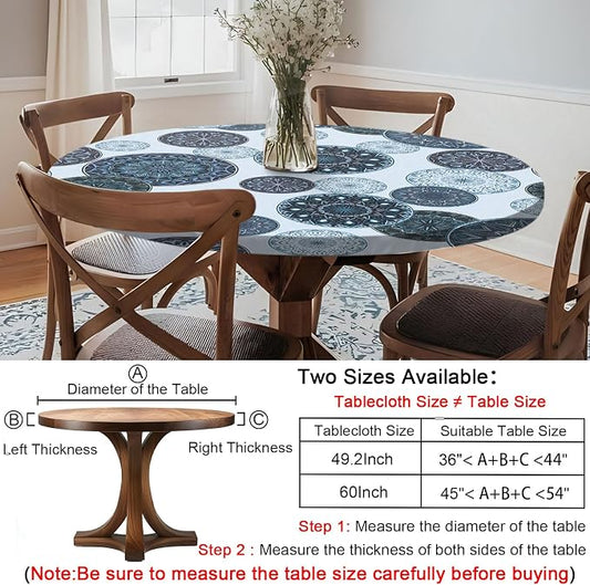 opstellen Fitted Round Tablecloth Waterproof Table Cloth Vinyl Indoor Outdoor Aesthetic Circle Cover for 36-44" Tables Dining Kitchen Studio Apartment Party Gear Gifts Summer Fall Patio Essentials