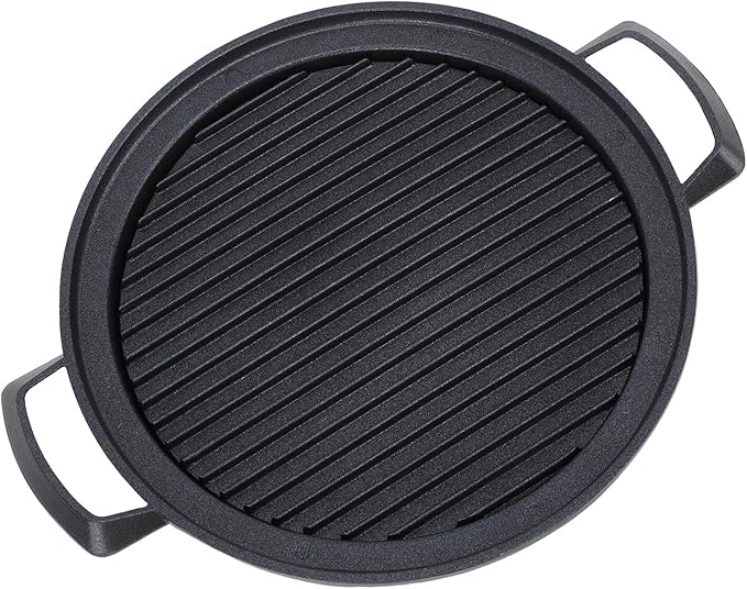 Fdit Japanese Mini Hibachi Grill, Aluminum Alloy, Family Must Have for Camping and Picnics, Multi Functional Use with Barbecue Meat, Charcoal Grilling (Large Circle)