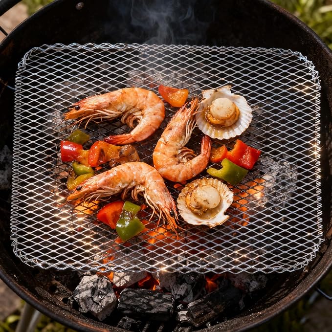 25 PCS Grill Toppers, 12 x 15 Inch Grill Mesh Mats, Aluminum Grill Liners for Grilling Outdoor Camping Backyards, Silver