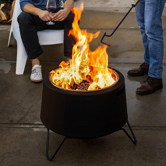 Smokeless Fire Pit 20-Inch – Portable Outdoor Wood Burning Fire Pit for Patio, Backyard & Camping, Stainless Steel, Removable Ash Pan, Stand & Cover – TIKI Social Fire Pit