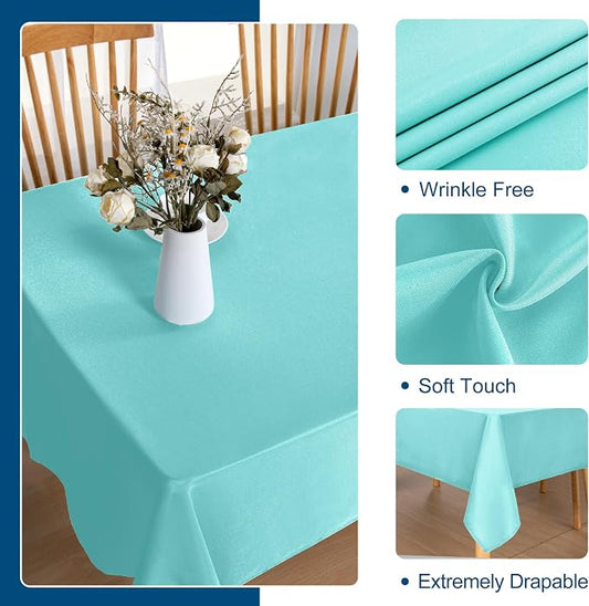 DWCN Square Tablecloth - 54 x 54 Inch - Waterproof Stain and Wrinkle Resistant Washable Table Cloth, Decorative Fabric Table Cover for Kitchen Dining Room Party and Outdoor Use, Aqua