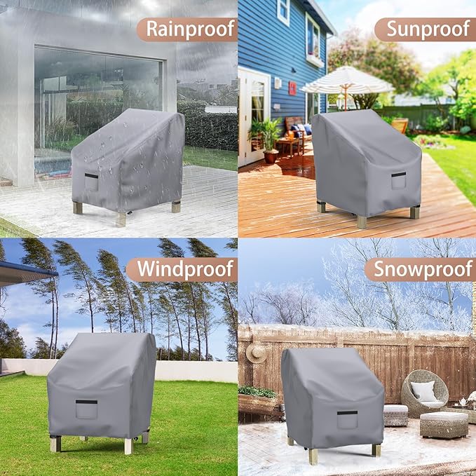 Mrrihand Patio Chair Covers, Lounge Deep Seat Cover, Heavy Duty Outdoor Lawn Patio Furniture Covers (29" W x 30" D x 36" H - 2 Pack)