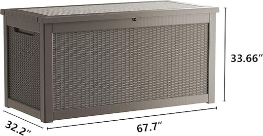 Outdoor Storage Box 320GAL Waterproof Resin Deck Box,UV-Resistant Lockable Delivery Bin for Garden Tools,Large Patio Outside Cushions,Pool Accessories Supplies,Chest,Furniture,Package,Grey