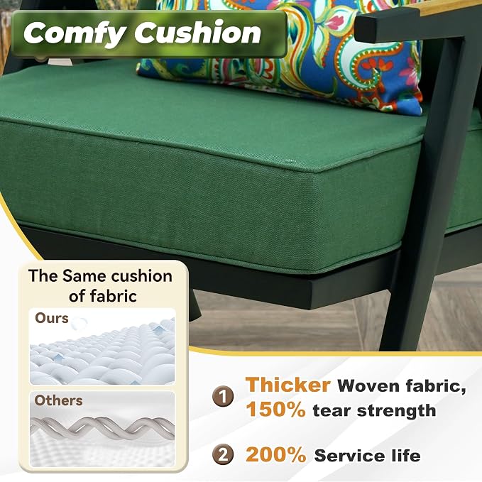 Outdoor Seat Cushion Set 24 x 27.5 Inch,Olefin Deep Seat Patio Cushions,Patio Furniture Cushions with Removable Cover,Rain-Proof and Fade Resistant Deep Seat Bottom & Back Cushion with Pillow,1 Set