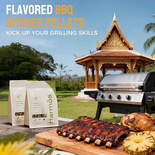 Harmos 4 Wood Pellets: Premium Hardwood pellets for SEA Tropical BBQ/Smokers, 2 Sealed Packs