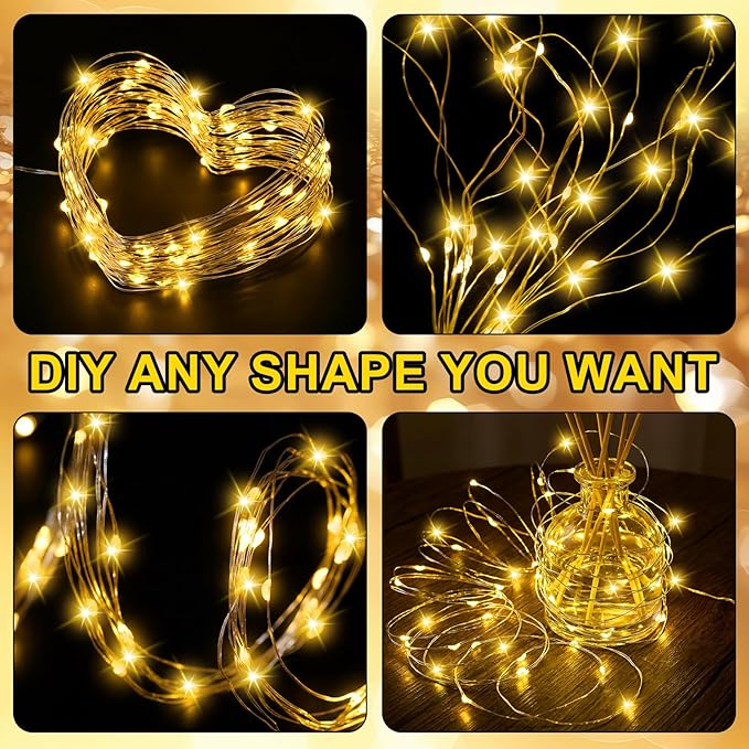 12 Pack Solar Waterfall Fairy Bunch Lights Outdoor Waterproof 9 Strand 180LEDs 8 Modes Watering Can Light (No Can) Firefly Bunch Lights for Patio Yard Garden Decorations (Warm)