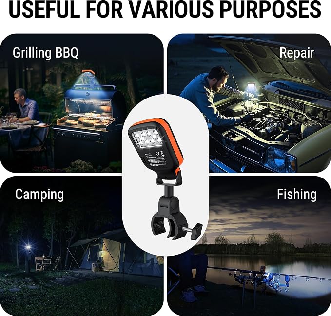 TempPro Outdoor Grill Light for BBQ with 10 LEDs & 3 Brightness | 360° Adjustable Grill Lights for Outdoor Grill, BBQ Light with Energy-Saving Button, Grill Accessories, Batteries Included