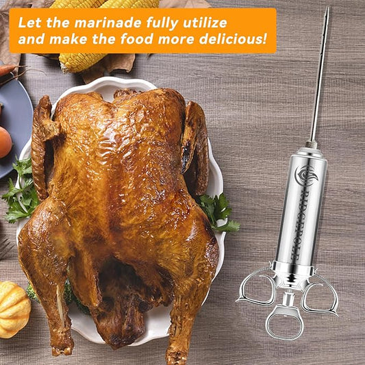 Meat Injector, Marinade Injector with 3 Marinade Needles,Turkey Injector Syringe,2oz Large Capacity,Mother's Day Gifts for Mom Dad Husband Him,304 Stainless Steel for Meats,Beef,Turkey
