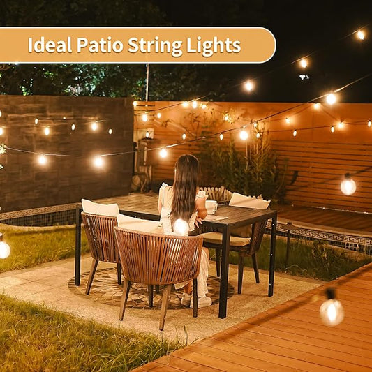 SANBEN Outdoor String Lights with Remote, 50ft 25 Bulbs Low Voltage(24V) Patio Lights, Dimmable & Timer, IP65 Waterproof, G40 LED Hanging Lights for Outside, Deck, Garden, Backyard, Porch, Party