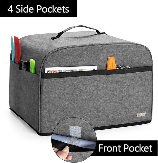 Luxja Dust Cover Compatible with Ninja Foodi Smart XL Grill (FG551), Cover with Accessories Storage Pockets, Gray