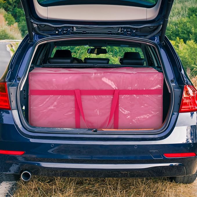 4 Pcs 66 Gallon Extra Large Moving Bags Heavy Duty Storage Bag with Strong Zipper Handle Foldable XXL Jumbo Storage Tote Packing Moving Box for College Dorm Travel Cloth Duffle (Jelly Pink)