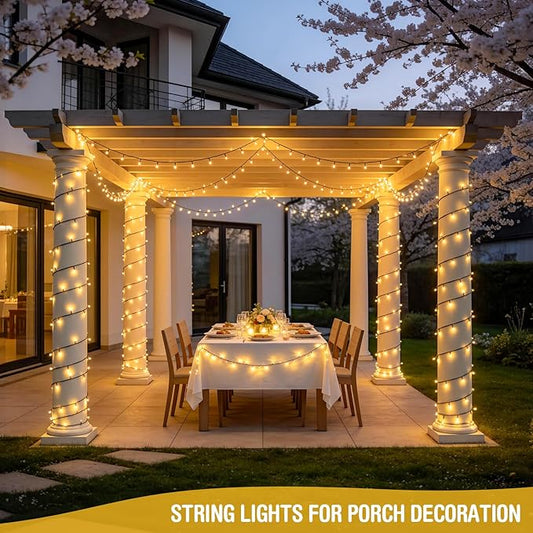 JMEXSUSS 250 LED Warm White Christmas Lights Outdoor Waterproof - 91.5ft Twinkle String Lights Indoor Plug in with 8 Modes for Bedroom Wedding Party Tree Garden Patio Decorations