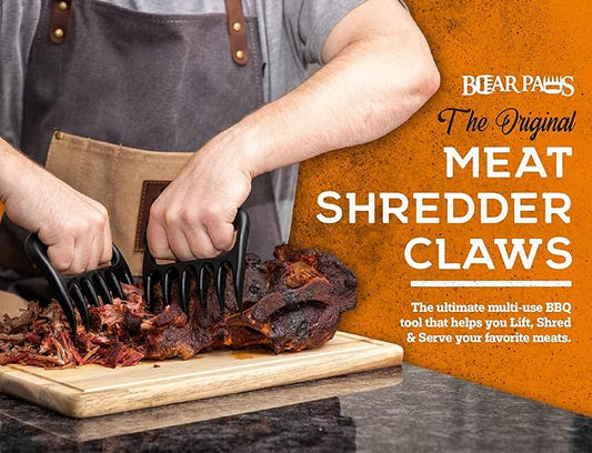 Bear Paws Meat Claws - The Original BBQ Meat Shredder Claws for Pulled Pork, USA Made - Easily Lift, Shred, Pull and Serve Pork, Chicken, Brisket and Turkey - Valentine’s Day Gifts for Men (Red)