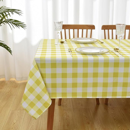 Classic Gingham Tablecloth Fabric - Oblong 58x120 Water Resistant Chequered Pattern Table Cloth for Indoor/Outdoor Use - Tabletop Cover for Birthday, Picnics, Gardens, and Parties