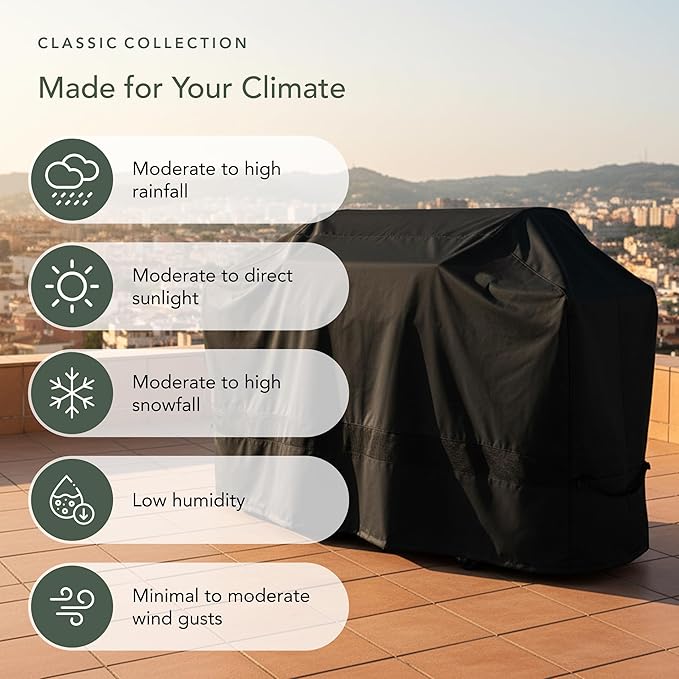 Covermates Classic Island Grill Cover - All-Weather Heavy Duty Outdoor BBQ Cover with Mesh Vents, Water-Resistant 12-Gauge Vinyl Protection for Large Island Grills, 86 Inch, Black