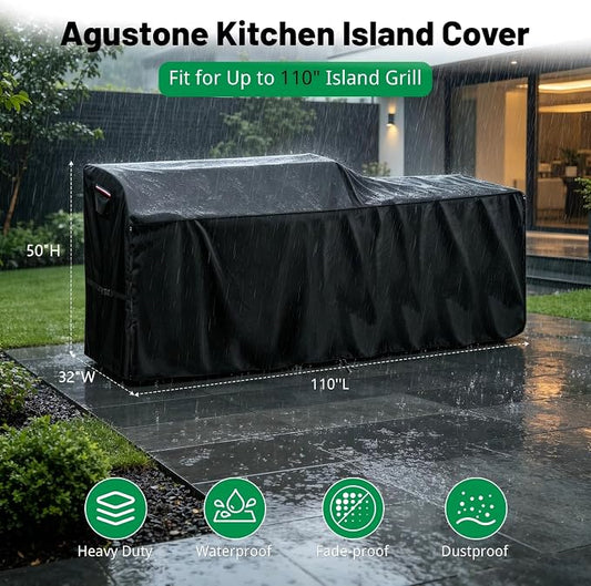 110 Inch Island Grill Cover, Outdoor BBQ Island Waterproof Cover | Heavy Duty Outdoor Large Kitchen Covers for Patio BBQ, 110"L x 32"W x 50"H