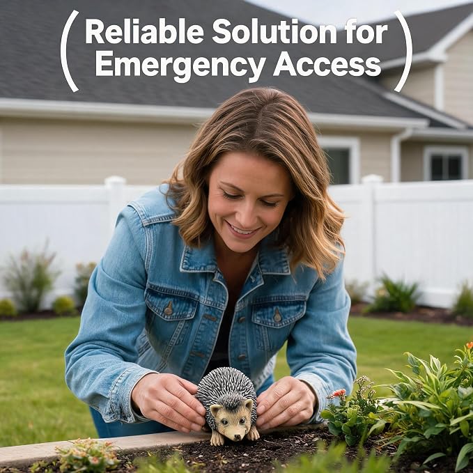 Hedgehog Garden Statue Key Hider Outdoor Waterproof Resin Spare Key Storage | Features Secret Storage Compartment, Looks Like Regular Garden Ornament, Perfect for Front Porch Backyard Placement