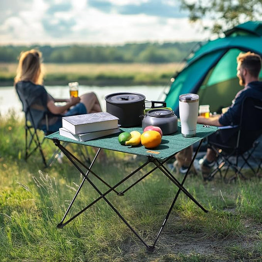 VILLEY Folding Camping Table, Portable Lightweight Table with Carry Bag | Oxford Fabric & Reinforced Aluminum Panel, Stable Tabletop for Camping, Picnic, BBQ & Outdoor Dining