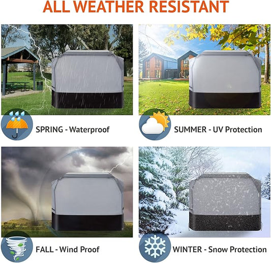 Heavy Duty Grill Cover 65 Inch, 600D Oxford Water Resistant UV & Fade Resistant BBQ Cover for Weber Char-Broil Dyna Glo Nexgrill Charcoal Gas Grill (65”W x 26”D x 45”H, Gray/Black)