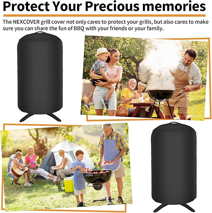 NEXCOVER Round Grill Cover | 19.5” Dia by 32”H BBQ Cover, Dome Smoker Cover, Fade & UV Resistant Barbecue Cover,Waterproof Heavy Duty Barbeque Cover,Compatible for George Foreman Gfo3320 Gfo240 Grills