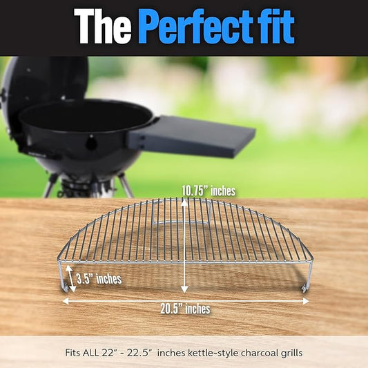 SnS Grills Slow ‘N Sear Elevated Cooking Grate - Compatible with Weber and Other Grills - Heavy Duty Stainless Steel, More Grill Space for Tailgating, Camping, and Backyard Cooking