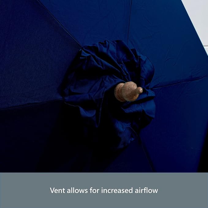 FORMOSA 9ft 6 Rib Market Premium Patio Umbrella Replacement Canopy - 300D UV Protective and Water Resistant Patio Canopy - Umbrella Replacement Cover (CANOPY ONLY) (Navy Fringe Olefin)