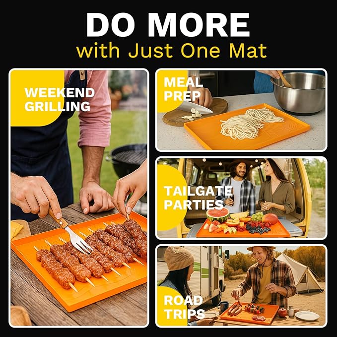 SaporeArt 28" Premium Silicone Griddle Cover for Blackstone 28 Inch Grill, Heavy Duty Food-Grade Silicone Grill Mat with Gift-Worthy Pattern, Year-Round Protection from Dirt & Rust (Orange, 28in)