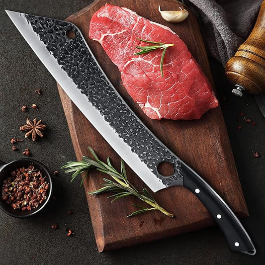 PURPLEBIRD 12 Inch Carving Knife Ultra Sharp Slicing Knife,Hand Forged Brisket Knives High Carbon Steel Meat Slicer, Long Kitchen Knives,Best for Slicing Roasts, Meats, Fruits and Vegetables